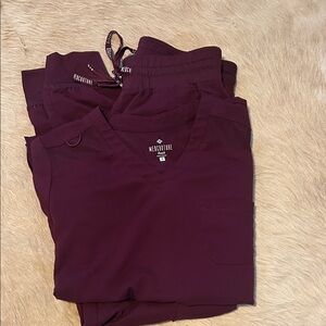 Med Couture Burgundy V-Neck Scrub Set